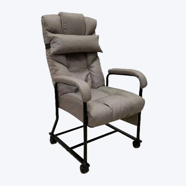 كرسي بذراعين متحرك قابل للطي من الفولاذ مع دعم لأسفل الظهر وعجلات عالمية FZ031-MD